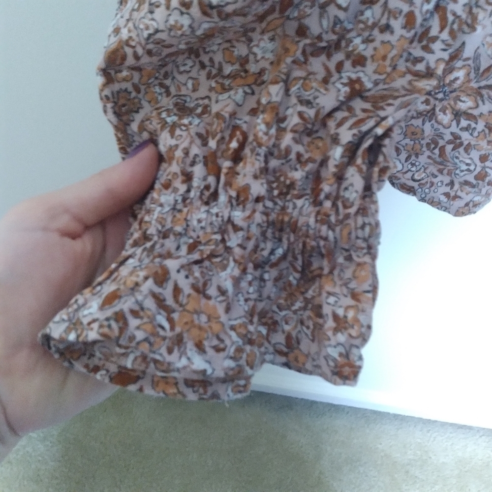 Universal Thread Floral Calico Ruffled Prairie Style Popover Blouse Size Large - Picture 5 of 8